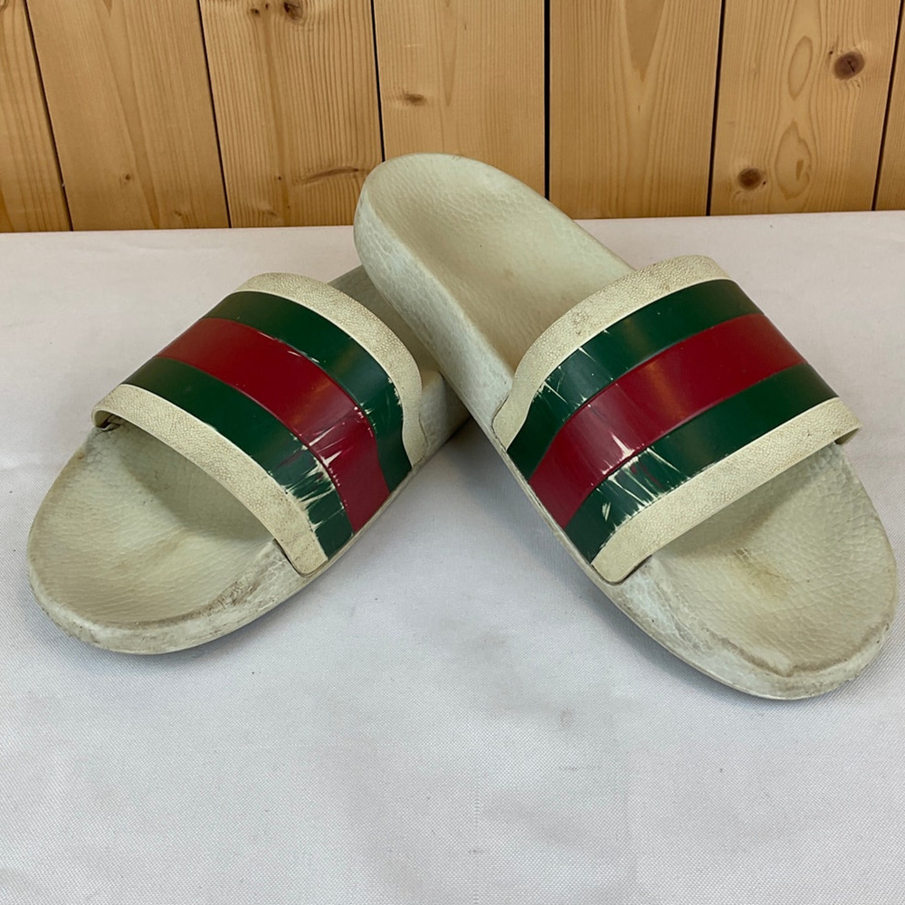 Gucci Pursuit 72 Slides, White/Red/Green - *EST* Size 8 or 9 Men's
